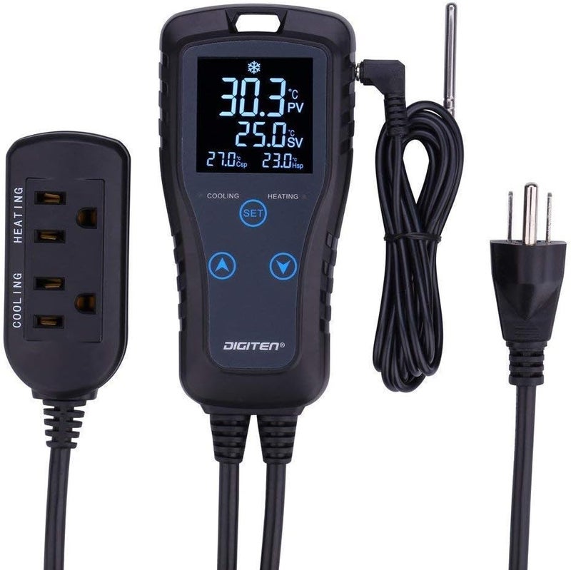 SENSTREE Digital Temperature Controller 2-Stage Thermostat Outlet Heating & Cooling Mode for Chest Freezer Refrigerator Homebrew Fermenter Greenhouse 110V 10A 1100W - Image 1