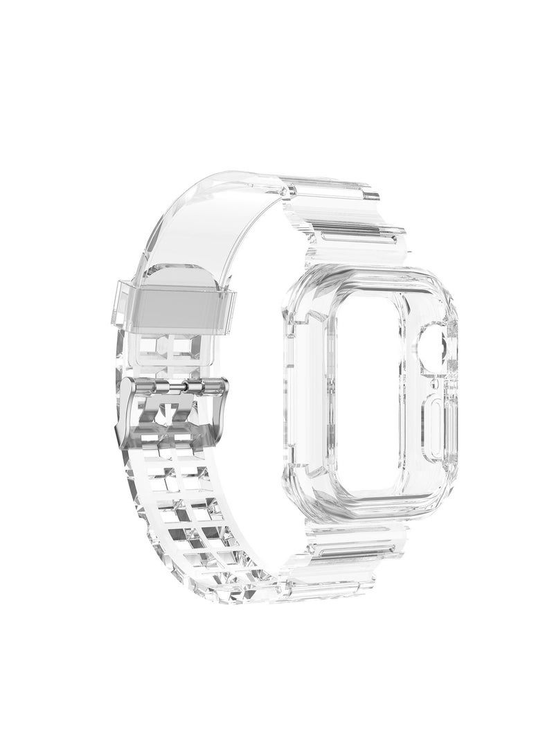 Compatible with iWatch Band 42mm 44mm Transparent Crystal Clear Protective Bumper Sport Watch Band Replacement Strap Soft TPU Sports Watch Band for Watch 1/2/3/4/5/6/7 Suitable for Men Women - Image 3
