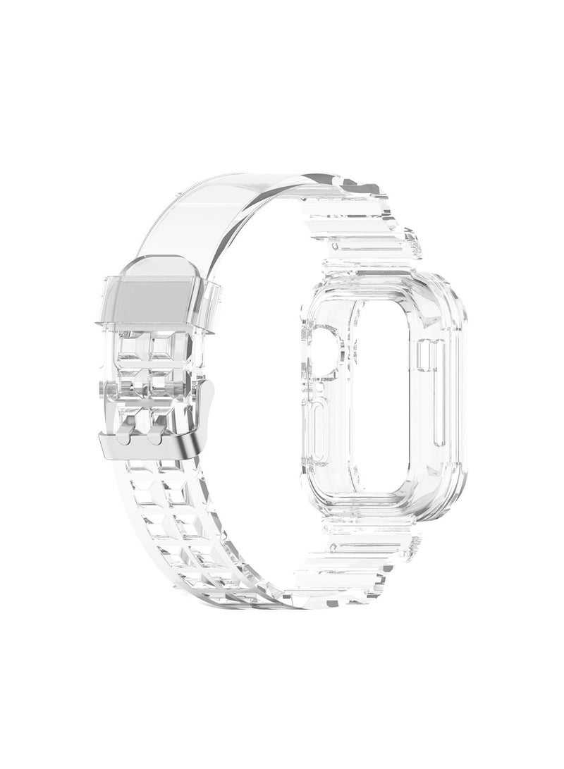 Compatible with iWatch Band 42mm 44mm Transparent Crystal Clear Protective Bumper Sport Watch Band Replacement Strap Soft TPU Sports Watch Band for Watch 1/2/3/4/5/6/7 Suitable for Men Women - Image 4