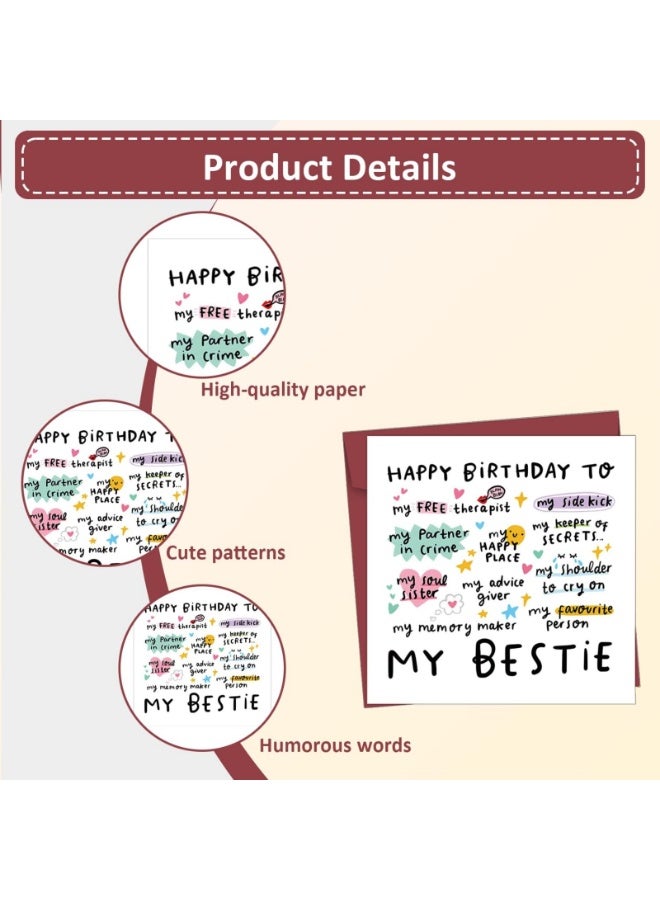 Funny Best Friend Birthday Card – Friendship Card for Men & Women – Cute Best Friend Card – Friendship Thank You Card – Birthday Card with Envelope for Sisters, Nieces, and Mothers - Image 2
