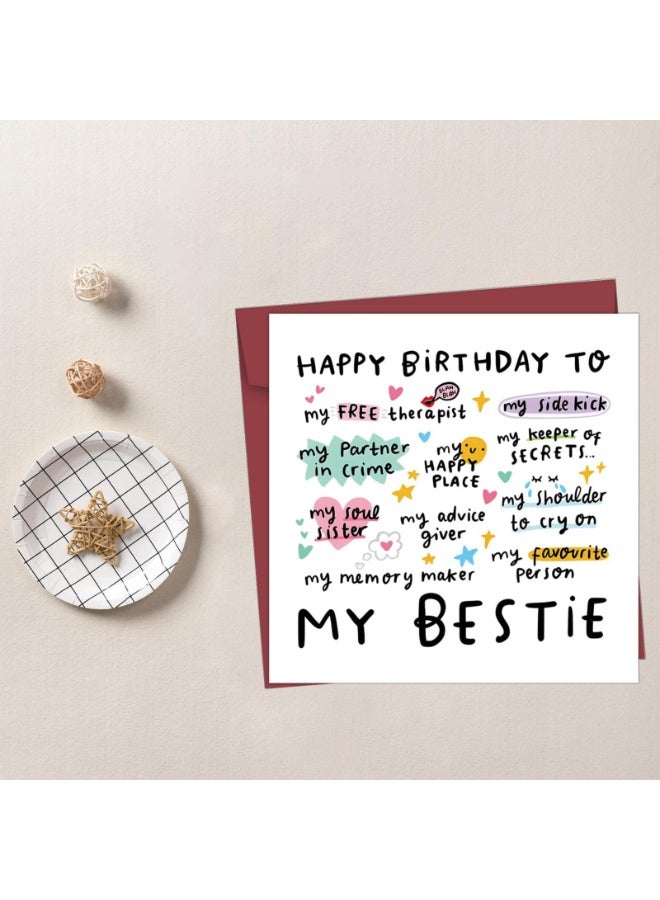 Funny Best Friend Birthday Card – Friendship Card for Men & Women – Cute Best Friend Card – Friendship Thank You Card – Birthday Card with Envelope for Sisters, Nieces, and Mothers - Image 3