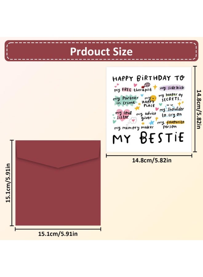 Funny Best Friend Birthday Card – Friendship Card for Men & Women – Cute Best Friend Card – Friendship Thank You Card – Birthday Card with Envelope for Sisters, Nieces, and Mothers - Image 4