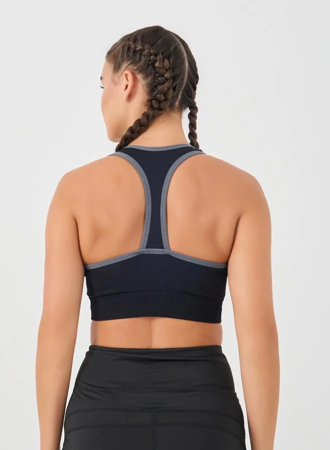 Styli Active Contrast Trim Scoop Neck Sports Bra