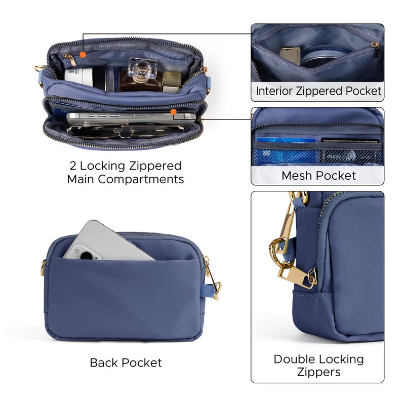 Joryin Anti Theft Crossbody Bag for Women Men, Slash-resistant RFID Blocking Travel Purses, Small Shoulder Bag Handbag, Smoky Blue - Image 5