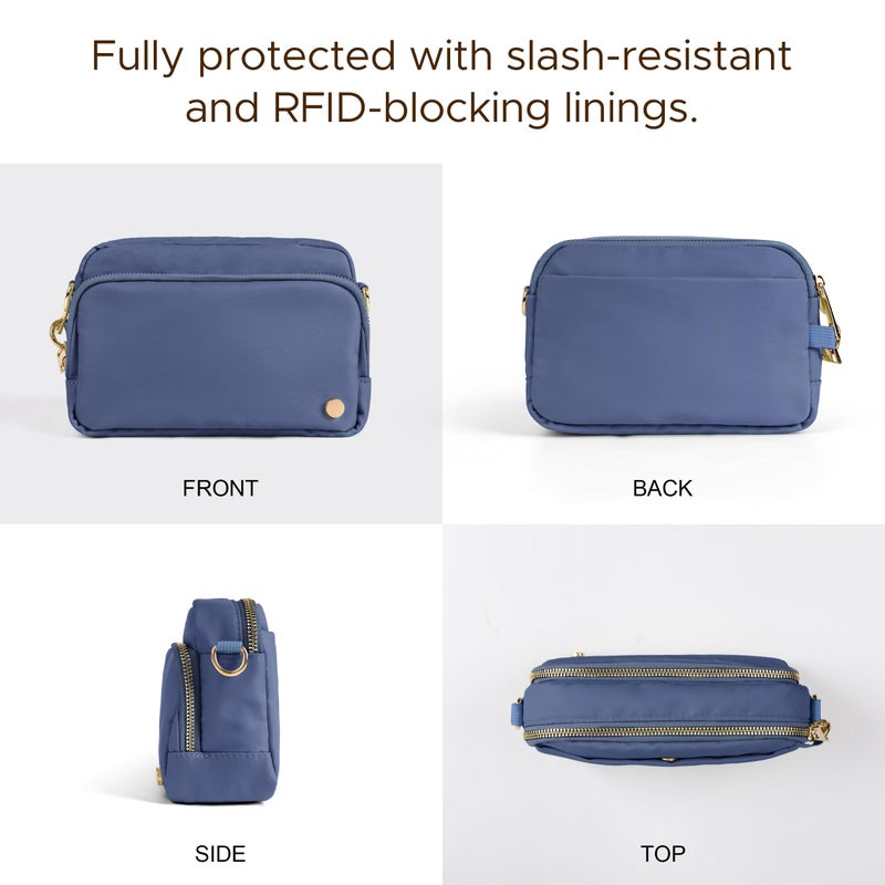 Joryin Anti Theft Crossbody Bag for Women Men, Slash-resistant RFID Blocking Travel Purses, Small Shoulder Bag Handbag, Smoky Blue - Image 4