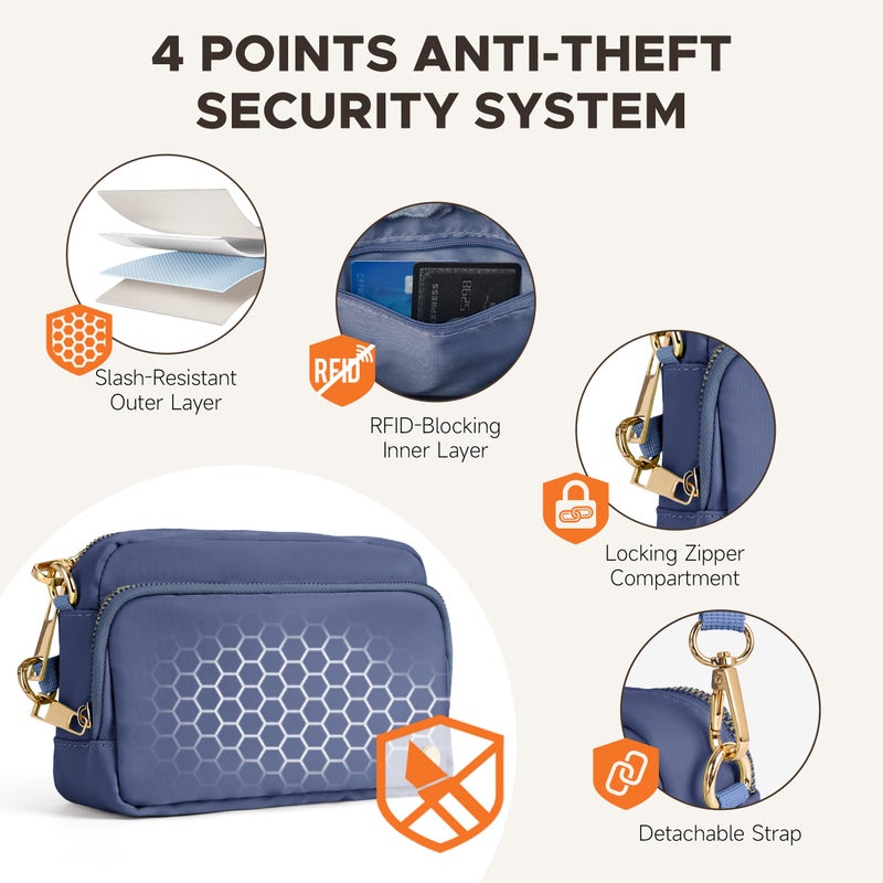 Joryin Anti Theft Crossbody Bag for Women Men, Slash-resistant RFID Blocking Travel Purses, Small Shoulder Bag Handbag, Smoky Blue - Image 3