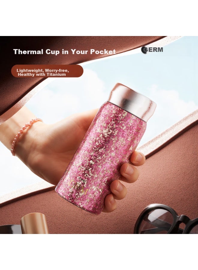 Germ Pure Titanium Insulated Mug For Women, Portable, Compact Water Bottle, Ultra-light Mini Titanium Cup, Teacher's Day Gift, Lipstick Cup, 210ml Pink - Image 1