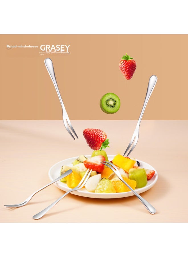 GRASEY Guangyi Stainless Steel Fruit Forks, Dessert Forks For Cake And Mooncake, Creative Swan-shaped + Small Forks, 5-piece Set, Gy7557 - Image 2