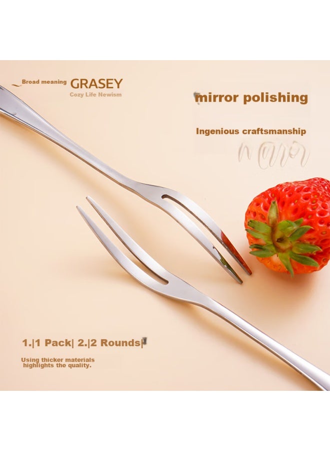 GRASEY Guangyi Stainless Steel Fruit Forks, Dessert Forks For Cake And Mooncake, Creative Swan-shaped + Small Forks, 5-piece Set, Gy7557 - Image 3