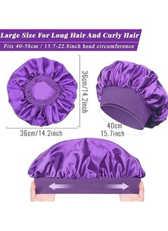 Kimaya Breathable Silk Bonnet for Sleeping, Large Satin Hair Bonnet for Men and Women, Wide Band Sleep Cap Purple  - Image 3