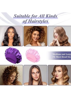 Kimaya Breathable Silk Bonnet for Sleeping, Large Satin Hair Bonnet for Men and Women, Wide Band Sleep Cap Purple  - Image 5