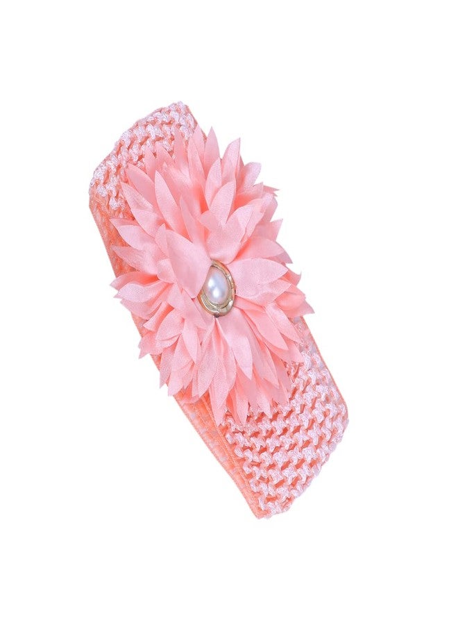 DENICRAAS Newborn Headband Baby Floral Elastic Hair Band Headwear Hairstyling Photographic Accessories Baby Kids Girl Lace Headband Soft Elastic Headwear Hair Band Sunflower (pack of 1) RANDOM COLOUR - Image 1