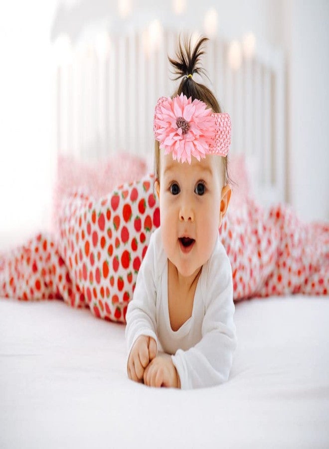 DENICRAAS Newborn Headband Baby Floral Elastic Hair Band Headwear Hairstyling Photographic Accessories Baby Kids Girl Lace Headband Soft Elastic Headwear Hair Band Sunflower (pack of 1) RANDOM COLOUR - Image 3