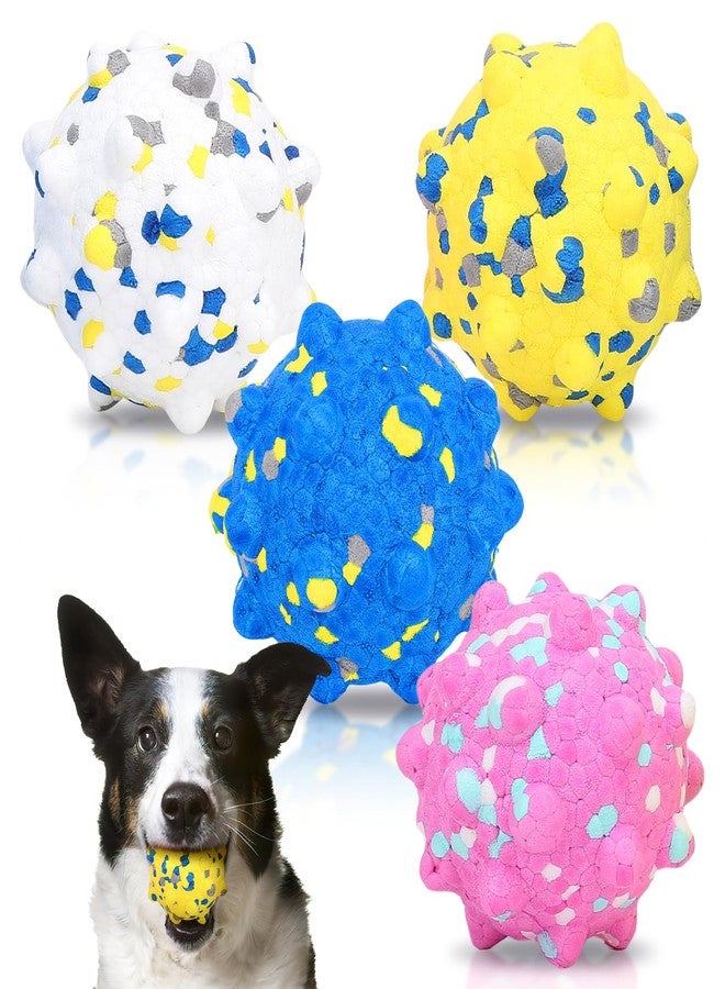 VINGVO Large Tennis Balls for Dogs, 4 PCS Dogs Toys for Aggressive Chewers, 3" Teething Chew Toys Water Floating Ball Toy Bouncy Fetch Balls for Large Medium Small Dog and Puppies (4 Spiked) - Image 1
