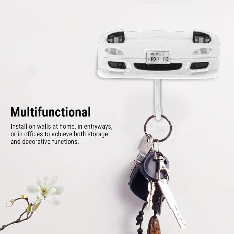 Sorandy Vintage Car Key Hook, Wall Mounted Key Holder with Sensor Light & Built in Batteries, Ideal for Entryway, Office Decor & Car Enthusiasts (White) - Image 2