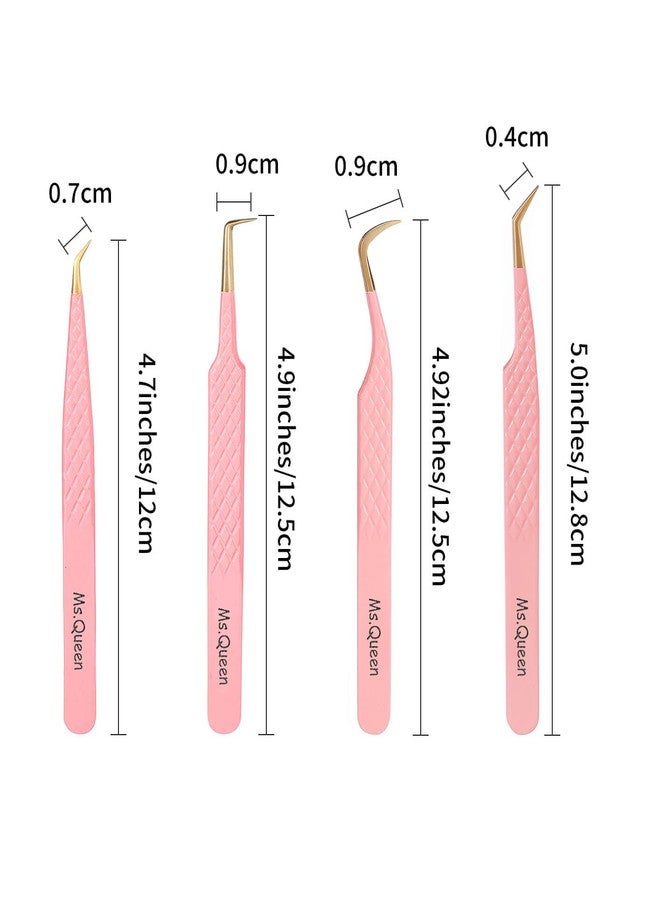 Ms.Queen Lash Tweezers Set,Professional 4Pcs 45 90 Degree Curved and Isolation Lash Tweezers for Eyelash Extensions - Image 5