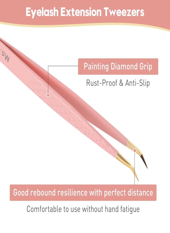 Ms.Queen Lash Tweezers Set,Professional 4Pcs 45 90 Degree Curved and Isolation Lash Tweezers for Eyelash Extensions - Image 4
