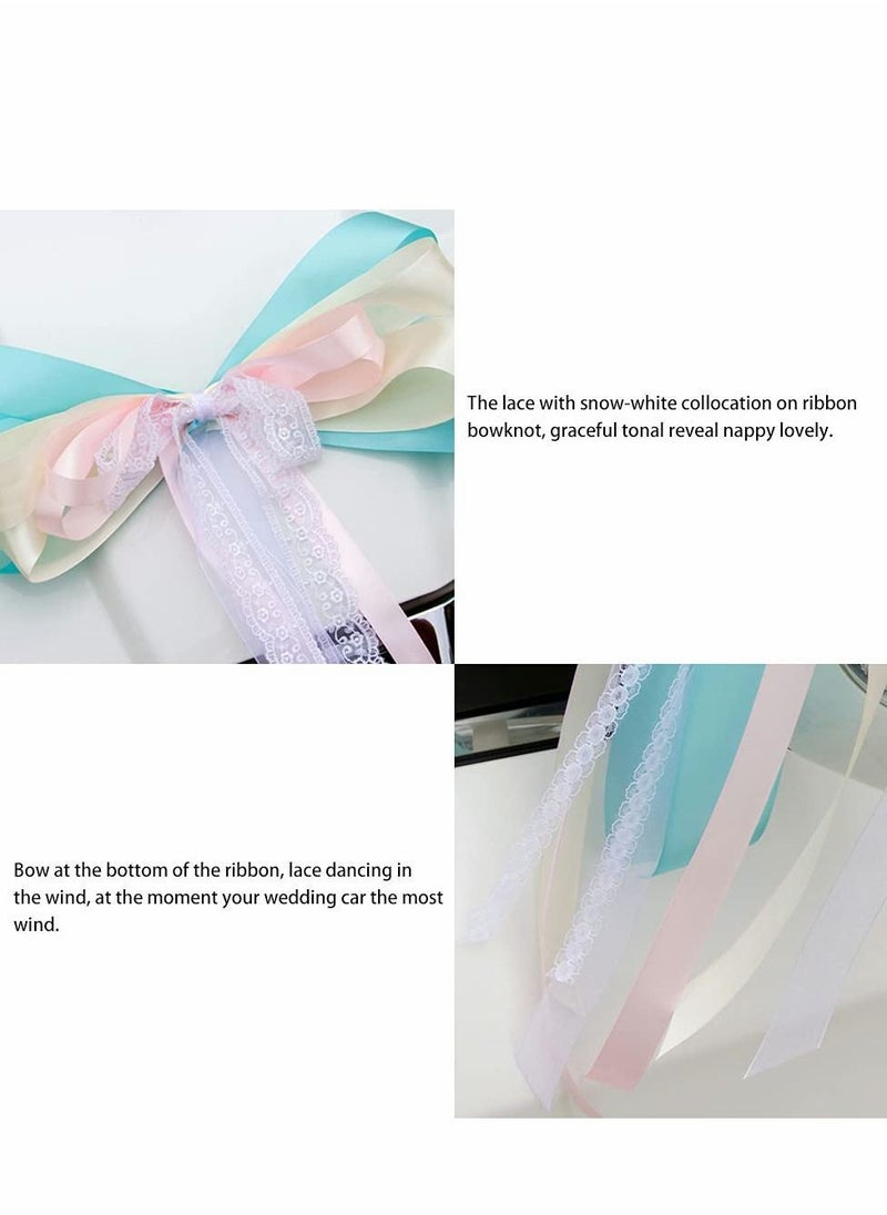 Y&D - Car Bow, 4 Pcs 18cmx40cm Large Satin Ribbon Pull Bows for Hampers Gift Wrapping, Ribbons Wedding Party Birthday Decoration, Blue - Image 1