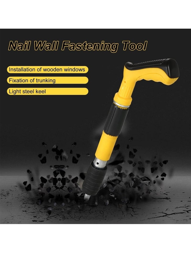 Bukela Nail Wall Fastening Tool without Nails, Manual Steel Nails Tool, Concrete Nail , Mini Portable Nail Machine with Tool Box-Yellow - Image 5