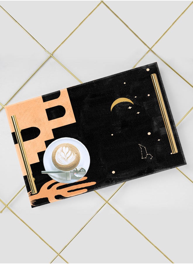 LOWHA Decorative Acrylic Serving Tray with Gold Color Metal Handles Crescent Moon 20x30cm  - Image 5