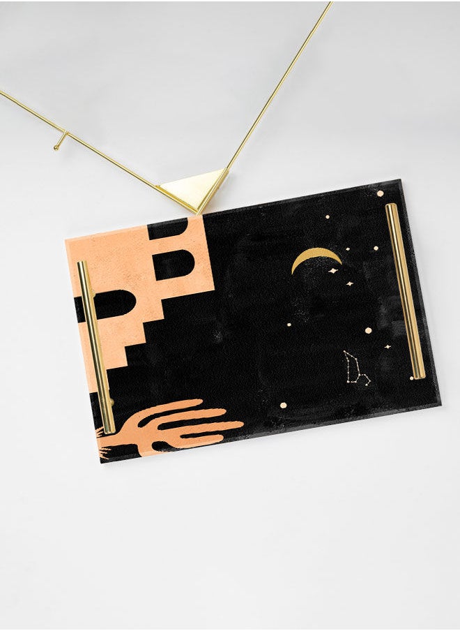 LOWHA Decorative Acrylic Serving Tray with Gold Color Metal Handles Crescent Moon 20x30cm  - Image 3