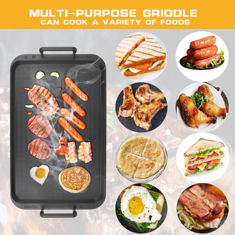 CukAid Non-Stick Aluminum Stove Top Flat Griddle,Warp-Resistant Double Burner Griddle for Glass and Gas Stove,Ideal for Breakfast and Indoor or Outdoor BBQ,17" x 10.5" - Image 2