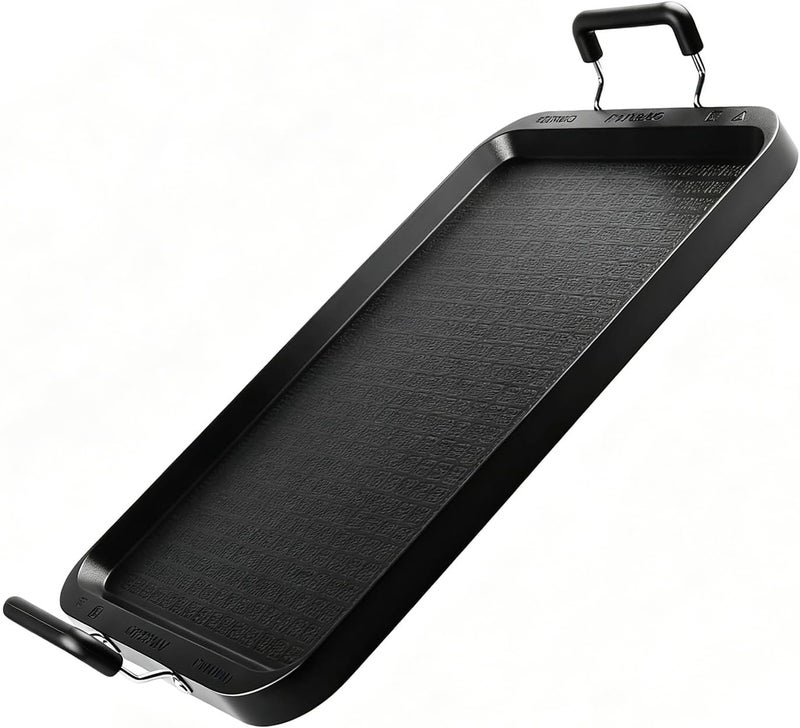 CukAid Non-Stick Aluminum Stove Top Flat Griddle,Warp-Resistant Double Burner Griddle for Glass and Gas Stove,Ideal for Breakfast and Indoor or Outdoor BBQ,17" x 10.5" - Image 1