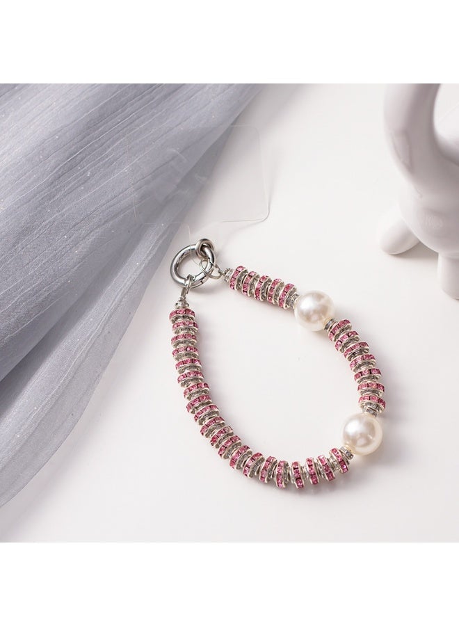 NIBEMINENT Super Cute Beaded Phone Charm – Trendy Phone Chain Wrist Strap, Shining Beads Chain Lanyard for Cell Phone