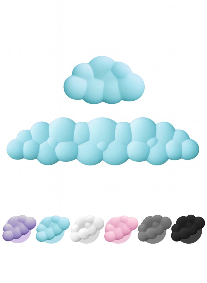 ARX Cloud Wrist Rest Keyboard and Mouse Set for Any Keyboard, Ergonomic Memory Foam Wrist Support with Non-Slip PU Base, Pain Relief for Office, Gaming, Computer, Laptop (Sky Blue) - Image 1