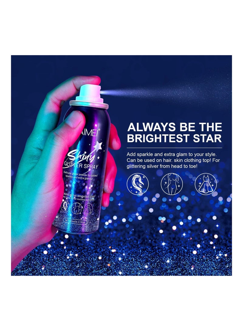 BP Sequin Hair Spray Portable Party Stage Makeup Body Starry Glitter Spray 60ml Glossy Cosmetics - Image 1