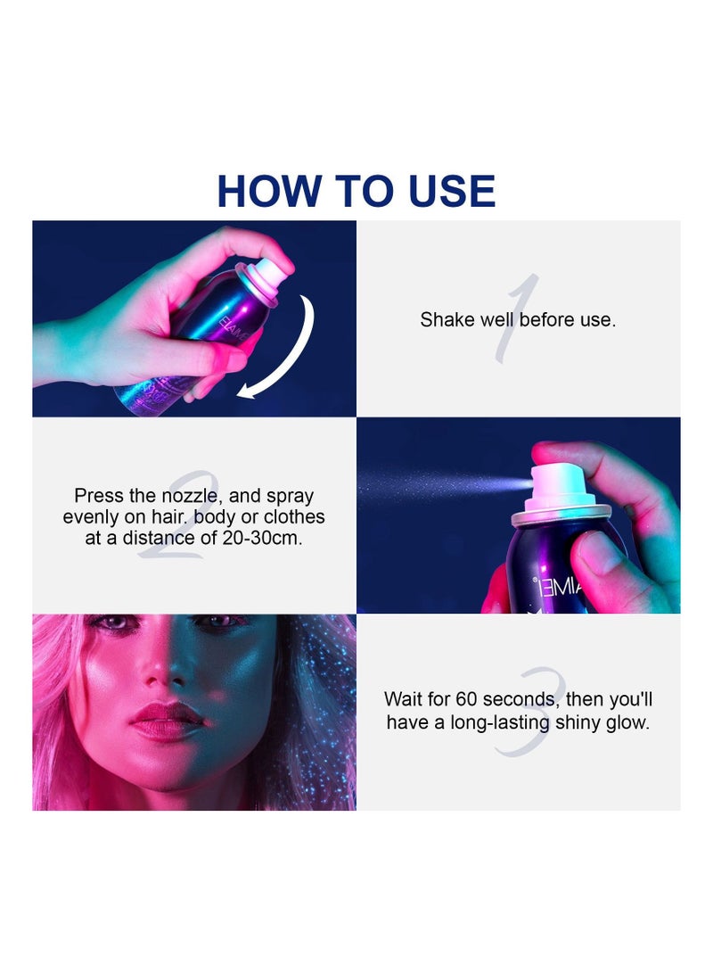 BP Sequin Hair Spray Portable Party Stage Makeup Body Starry Glitter Spray 60ml Glossy Cosmetics - Image 4