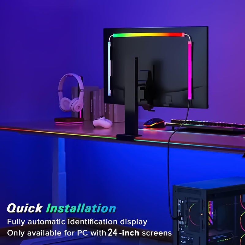 Yakiter Gaming RGB Backlight for Computer Monitor, LED Strip Light Sync with Screen Color & Music for Games Movies etc,Software Control,USB Powered (27 Inch 4 Sides) - Image 3