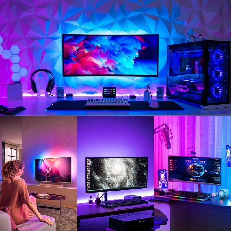 Yakiter Gaming RGB Backlight for Computer Monitor, LED Strip Light Sync with Screen Color & Music for Games Movies etc,Software Control,USB Powered (27 Inch 4 Sides) - Image 5
