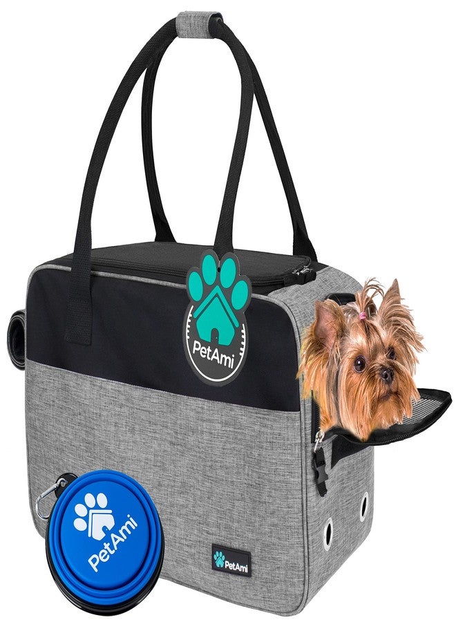 PetAmi Dog Purse Carrier for Small Dogs Cats, TSA Airline Approved Soft-Sided Pet Carrier with Pockets, Ventilated Travel Tote Bag with Bed & Shoulder Strap, Puppy Kitten, Max 12 lbs, Heather Grey - Image 1