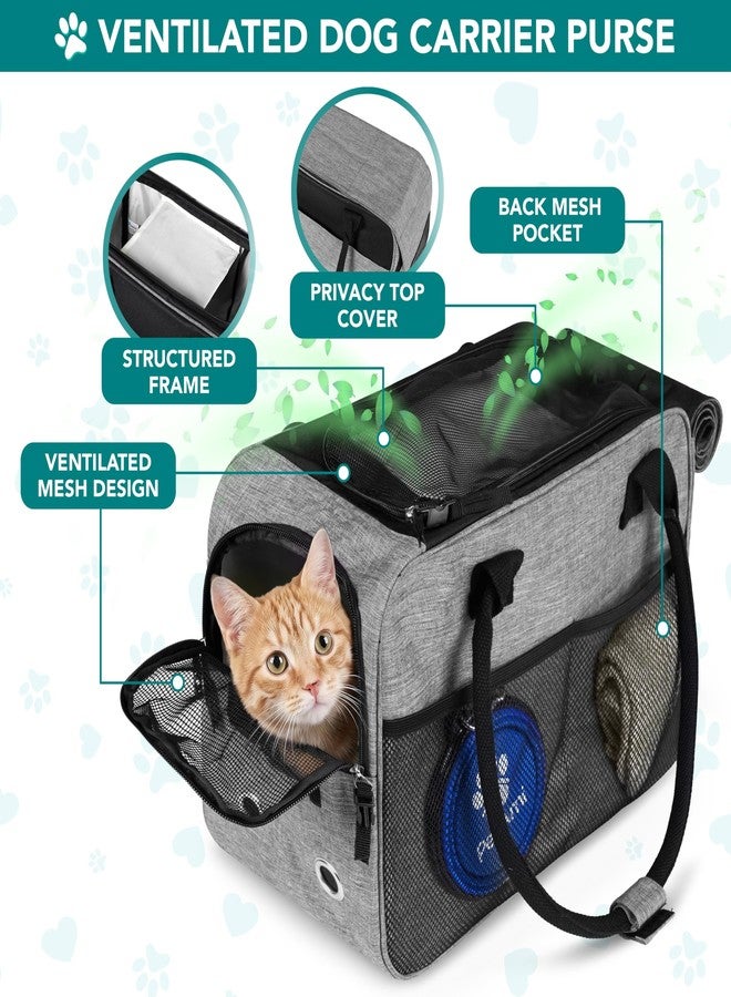 PetAmi Dog Purse Carrier for Small Dogs Cats, TSA Airline Approved Soft-Sided Pet Carrier with Pockets, Ventilated Travel Tote Bag with Bed & Shoulder Strap, Puppy Kitten, Max 12 lbs, Heather Grey - Image 4