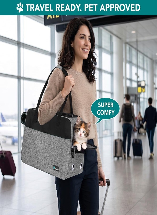 PetAmi Dog Purse Carrier for Small Dogs Cats, TSA Airline Approved Soft-Sided Pet Carrier with Pockets, Ventilated Travel Tote Bag with Bed & Shoulder Strap, Puppy Kitten, Max 12 lbs, Heather Grey - Image 5