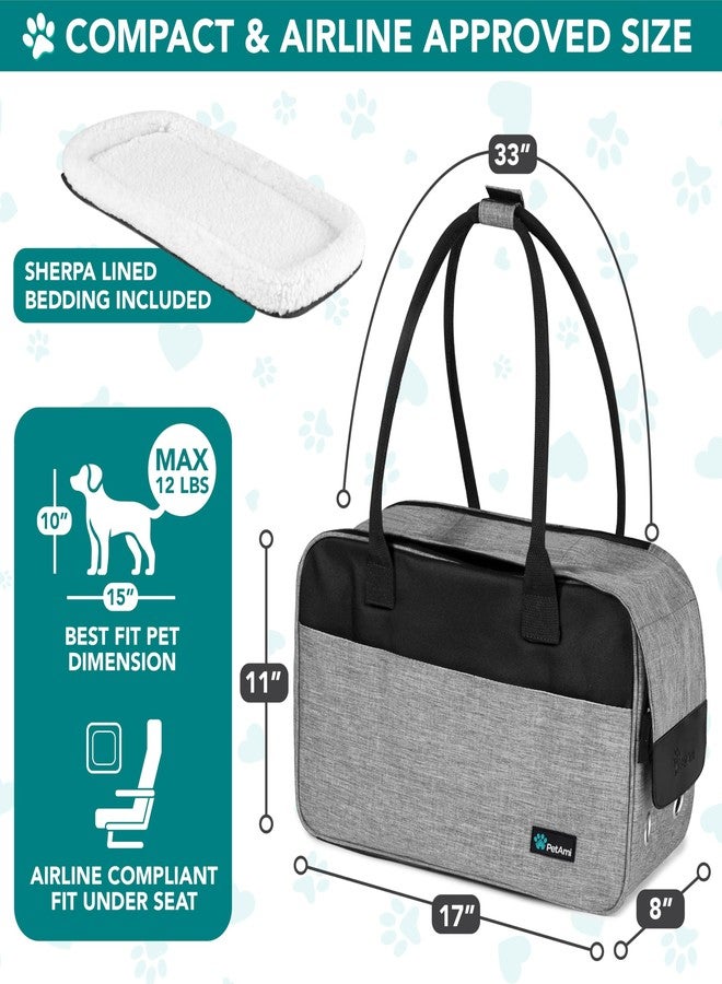 PetAmi Dog Purse Carrier for Small Dogs Cats, TSA Airline Approved Soft-Sided Pet Carrier with Pockets, Ventilated Travel Tote Bag with Bed & Shoulder Strap, Puppy Kitten, Max 12 lbs, Heather Grey - Image 2