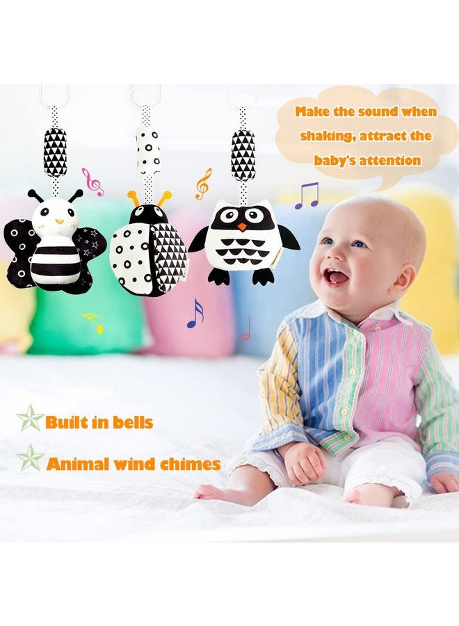KAKIBLIN Baby Hanging Toy,3 Pack Black and White Baby Toys for 3 6 9 12 Months, High Contrast Hanging Baby Toys,Plush Soft Stroller Rattles Toys for Boys and Girls(21CM, Ladybug,Bee & Owl) - Image 2
