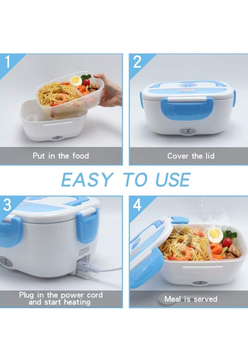 ELTRAZONE Electric Lunch Box 2 in 1, Portable Food Warmer Heating,Food-Grade Container, 12V 110V 40W Adapter, Car Truck Home Work Use, Spoon and 2 Compartments Included - Image 4