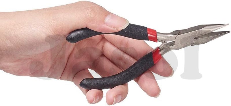 Jasol Jewellery Making Pliers Tools Flat Round Side Cutter Combo Tool Kit for Crafts DIY Making Supplies Wire Cutters and Wrapping Beading Purpose Pack of 3 Pliers, Black & Red - Image 4