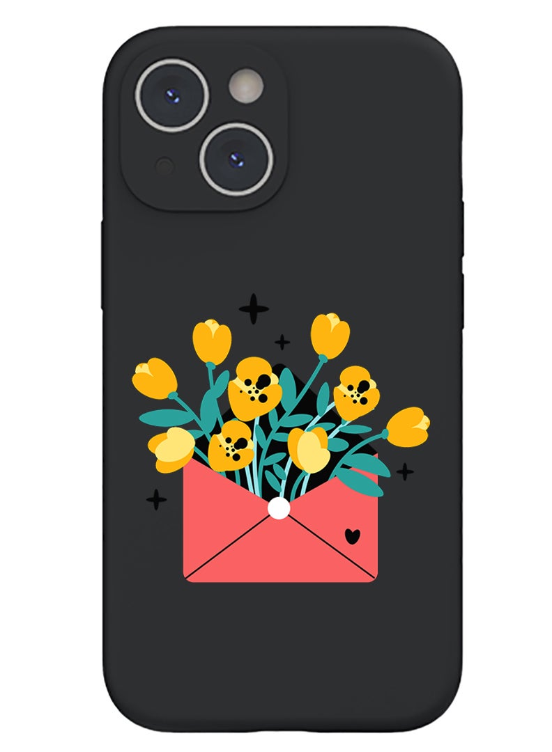 Theodor Protective Slim Fit Case Liquid Silicone Cover with Full Body Protection Anti-Scratch Shockproof Case For iPhone 15 Black  - FORZA349 Girl copy - Image 1