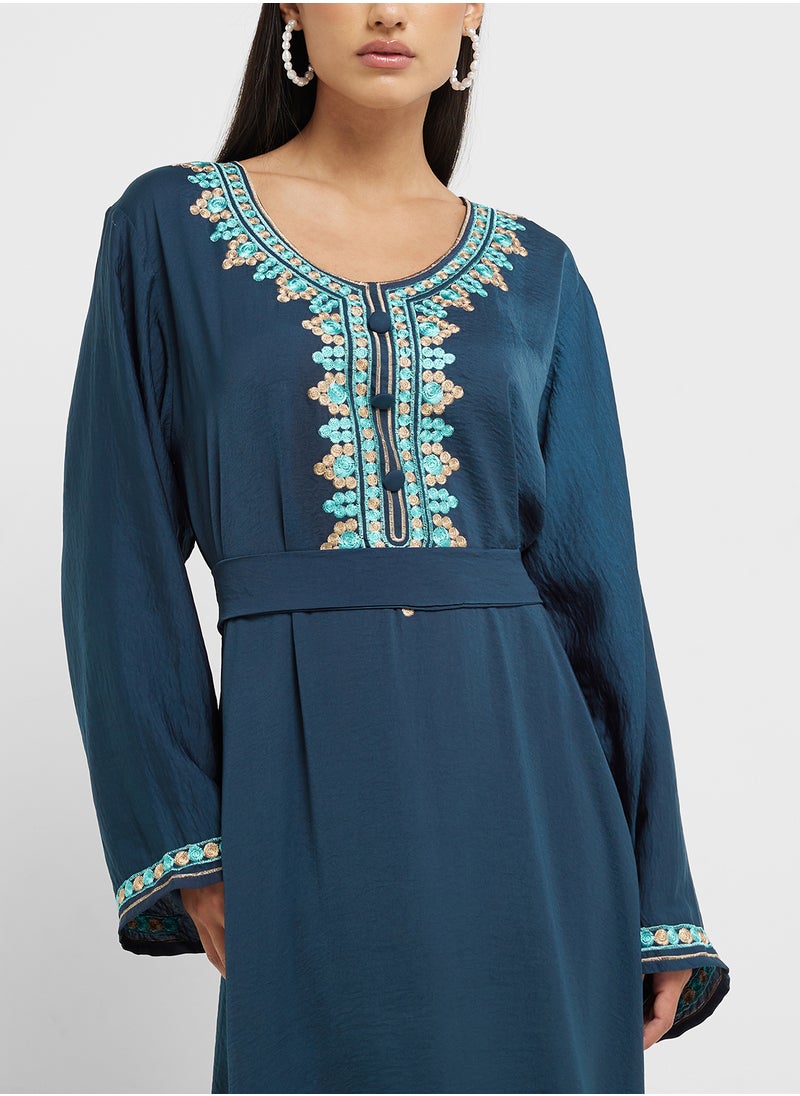 hayas closet Emroidered Belted Jalabiya  - Image 3