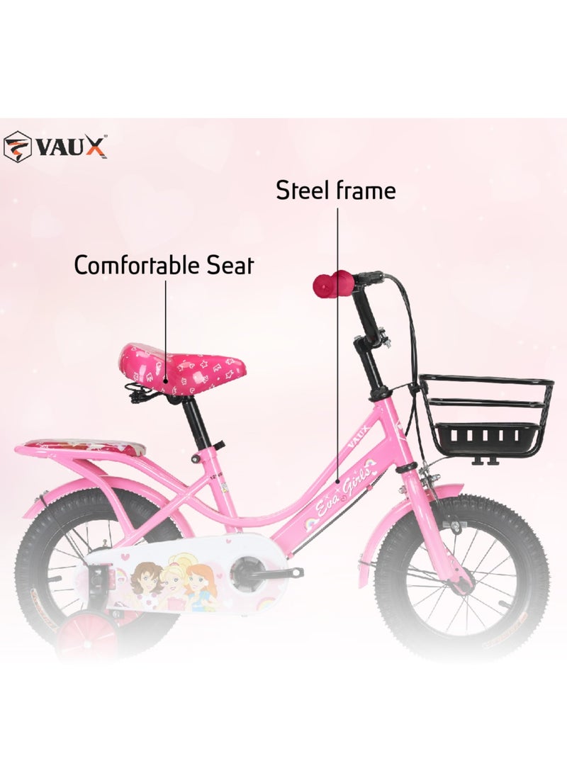 Vaux Eva Road Bike || 12 Inch Wheel Size || For Kids || Adjustable Seat || Light Pink - Image 3