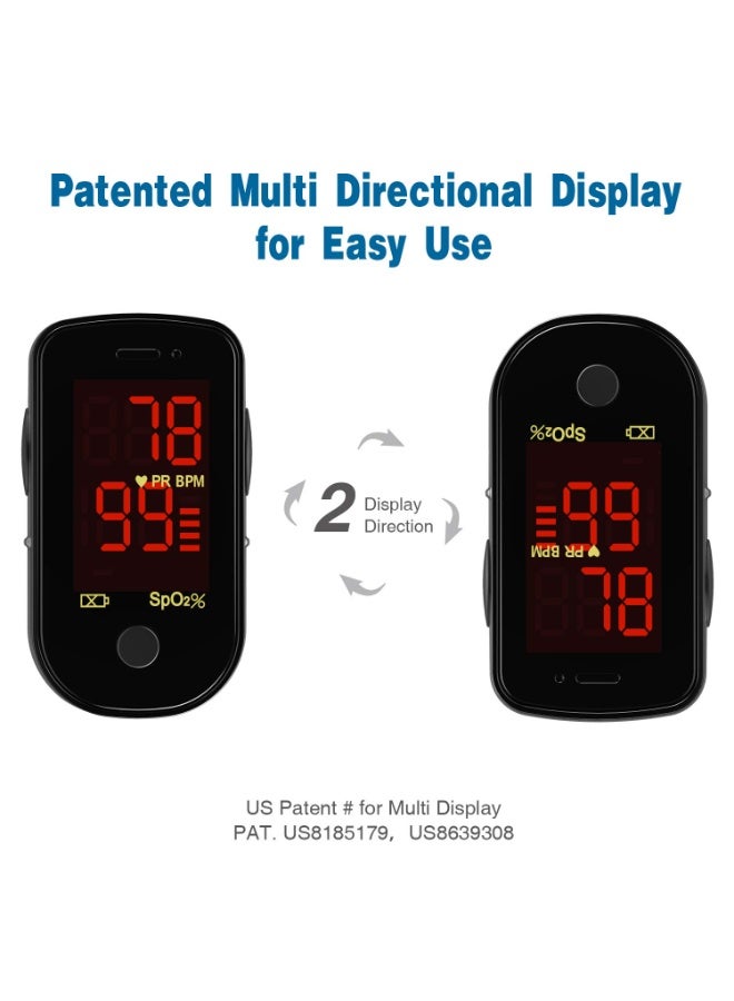جهاز قياس الأكسجين بالاصبع للاستخدام المنزلي – قياس دقيق لمستوى الأكسجين ومعدل النبض مع حقيبة حمل وحبل تعليق - Image 2