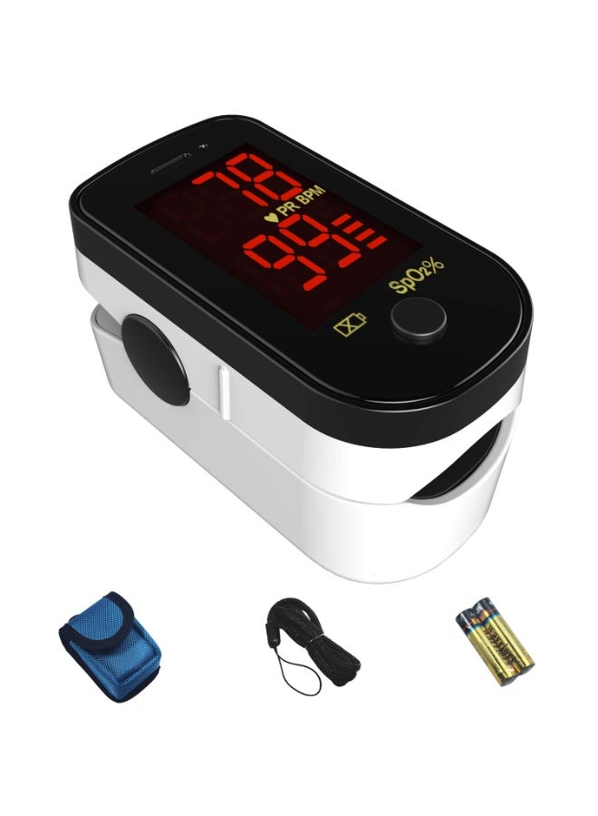جهاز قياس الأكسجين بالاصبع للاستخدام المنزلي – قياس دقيق لمستوى الأكسجين ومعدل النبض مع حقيبة حمل وحبل تعليق - Image 1