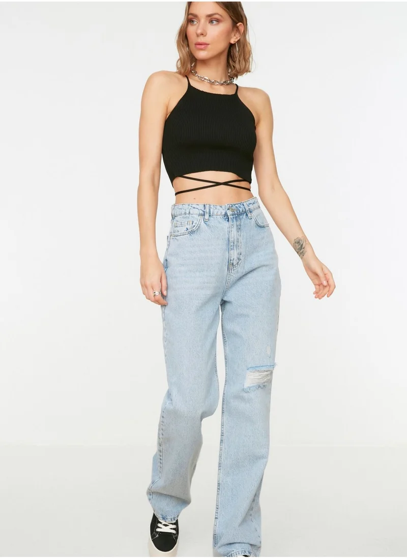 trendyol Ripped Straight Jeans