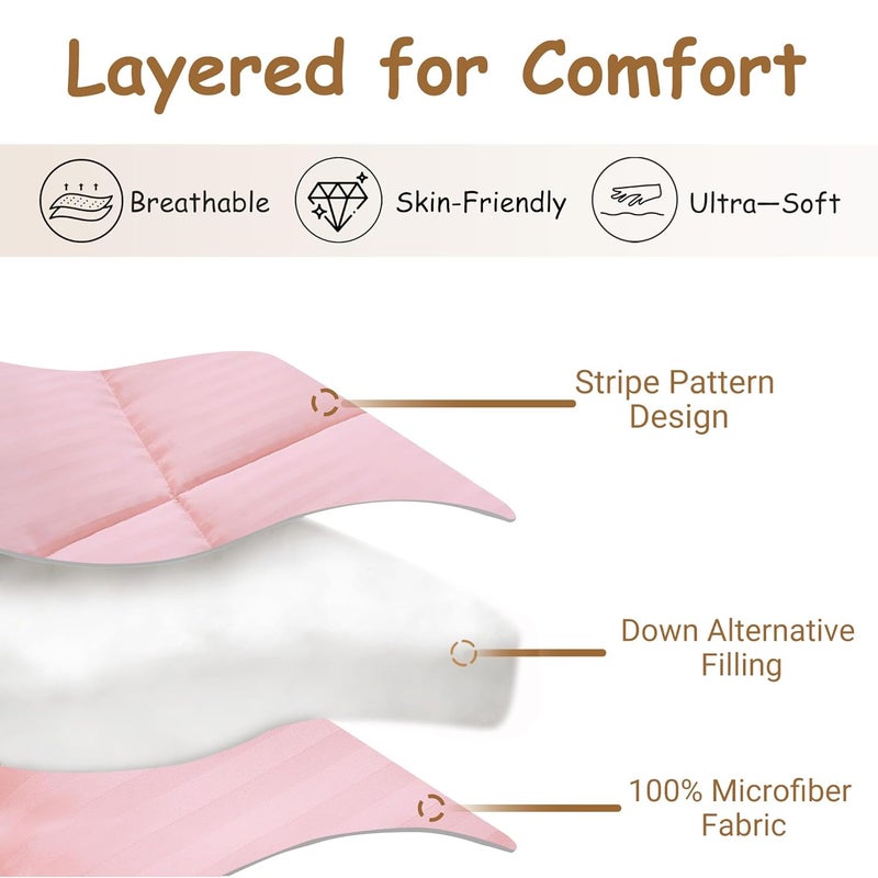 ZPECC Toddler Down Alternative Comforter, 39x47 Hypoallergenic Baby Blanket Quilt, Soft Breathable Lightweight All Season Kids Duvet Insert for Crib Stroller Cot Daycare, Pink Stripe - Image 3