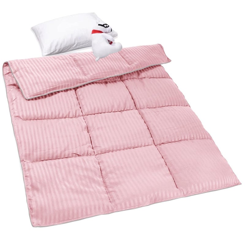 ZPECC Toddler Down Alternative Comforter, 39x47 Hypoallergenic Baby Blanket Quilt, Soft Breathable Lightweight All Season Kids Duvet Insert for Crib Stroller Cot Daycare, Pink Stripe - Image 1