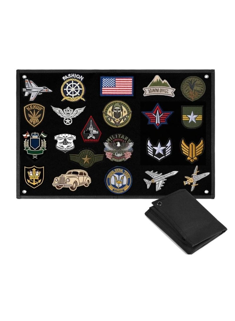 60 x 45 cm Hook & Loop Patches Nylon Wall Tactical Military Patch Holder, Wall Mat Tactical Patch Display Board Organiser Display Board with Eyelets for Sticker Emblem Badge - Image 4