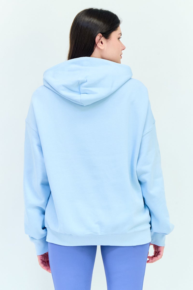 Reebok Women Sportswear Fit Long Sleeves Running Hoodie, Light Blue  - Image 2